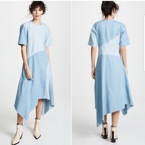 Colovos Seamed Asymmetrical Chambray Dress